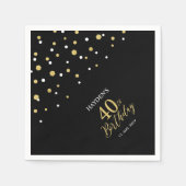 Serviette En Papier Serviettes modernes Gold & Black 40th Birthday Par (Devant)