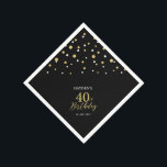 Serviette En Papier Serviettes modernes Gold & Black 40th Birthday Par<br><div class="desc">Cette serviette en papier personnalisée ajoutera des détails élégants à votre journée spéciale. Ce design présente des confettis hexagones dorés et noirs modernes avec du texte personnalisé. Parfait pour une soirée dorée moderne à thème 40ème anniversaire. Des invitations et des fournitures de fête correspondants sont disponibles dans ma boutique BaraBomDesign....</div>