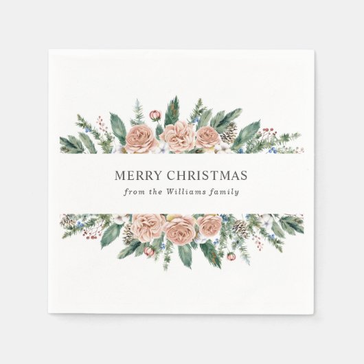 Serviette En Papier serviettes modernes hiver fleurie merveille de noë (Devant)