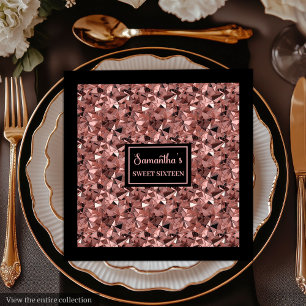 Serviette En Papier Serviettes modernes or rose gold et métallisé noir