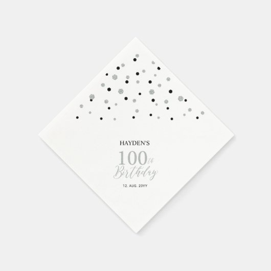 Serviette En Papier Serviettes modernes Silver & Black 100e anniversai (Coin)