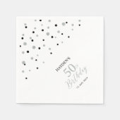 Serviette En Papier Serviettes modernes Silver & Black 50th Birthday P (Devant)