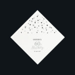 Serviette En Papier Serviettes modernes Silver & Black 60th Birthday P<br><div class="desc">Cette serviette en papier personnalisée ajoutera des détails élégants à votre journée spéciale. Ce design présente des confettis hexagones modernes en argent et noir avec du texte personnalisé. Parfait pour une fête d'anniversaire de 60e anniversaire à thème argent moderne. Des invitations et des fournitures de fête correspondants sont disponibles dans...</div>