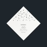 Serviette En Papier Serviettes modernes Silver & Black 60th Birthday P<br><div class="desc">Cette serviette en papier personnalisée ajoutera des détails élégants à votre journée spéciale. Ce design présente des confettis hexagones modernes en argent et noir avec du texte personnalisé. Parfait pour une fête d'anniversaire de 60e anniversaire à thème argent moderne. Des invitations et des fournitures de fête correspondants sont disponibles dans...</div>