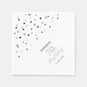Serviette En Papier Serviettes modernes Silver & Black 70th Birthday P (Devant)