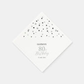 Serviette En Papier Serviettes modernes Silver & Black 80th Birthday P (Coin)