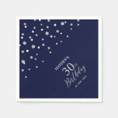 Serviette En Papier Serviettes modernes Silver & Navy 30e anniversaire (Devant)