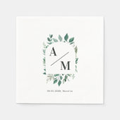 Serviette En Papier Serviettes Monogram Leafy spécifiques au client (Devant)