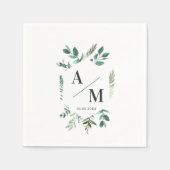 Serviette En Papier Serviettes Monogram Leafy spécifiques au client (Devant)