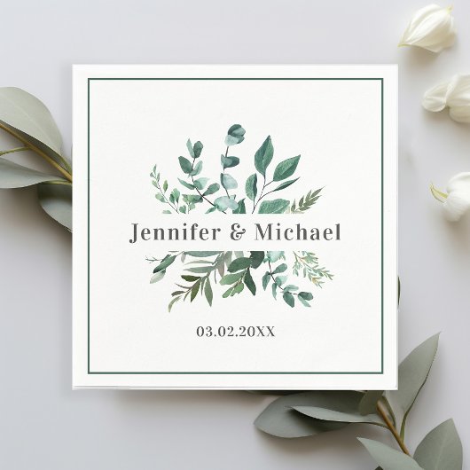 Serviette En Papier Serviettes Monogram Leafy spécifiques au client