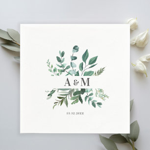 Serviette En Papier Serviettes Monogram Leafy spécifiques au client