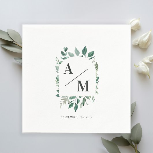 Serviette En Papier Serviettes Monogram Leafy spécifiques au client