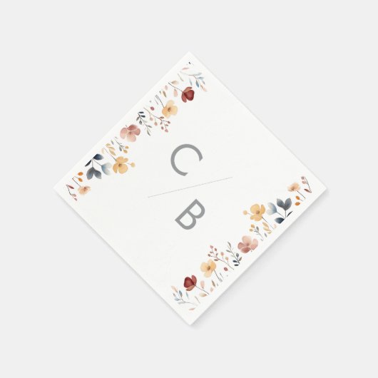 Serviette En Papier Serviettes Monogrammées Fleuris Bohème Fantaisiste (Coin)