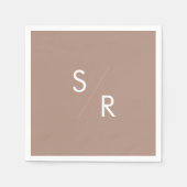 Serviette En Papier Serviettes monogrammes Boho Chic Neutre Taupe (Devant)