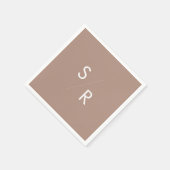 Serviette En Papier Serviettes monogrammes Boho Chic Neutre Taupe (Coin)
