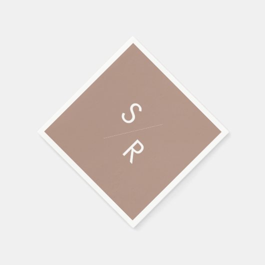 Serviette En Papier Serviettes monogrammes Boho Chic Neutre Taupe (Coin)
