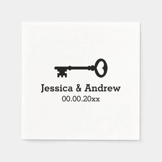 Serviette En Papier Serviettes monogrammes personnalisées avec clé vin (Devant)