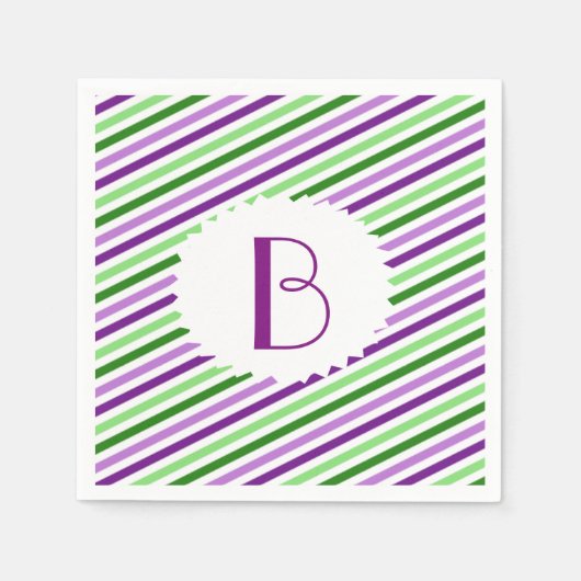 Serviette En Papier Serviettes monogrammes violettes et vertes (Devant)
