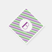 Serviette En Papier Serviettes monogrammes violettes et vertes (Coin)