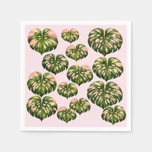 Serviette En Papier Serviettes Monstera Fête Rose (Devant)