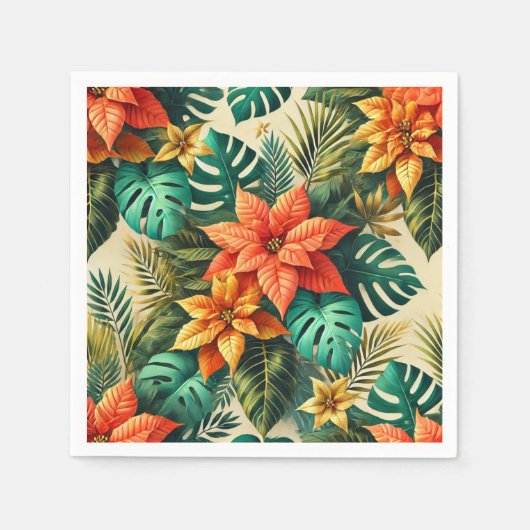 Serviette En Papier Serviettes Monstera & Poinsettia Découpage (Devant)
