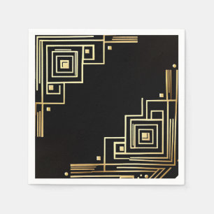 Serviette En Papier Serviettes Motif Art déco du réveillon du Nouvel A