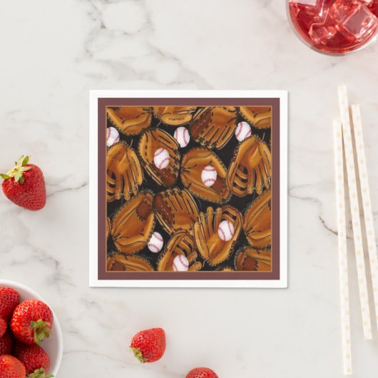 Serviette En Papier Serviettes Motif De Baseball Mits (En situation)