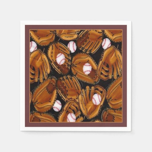 Serviette En Papier Serviettes Motif De Baseball Mits (Devant)
