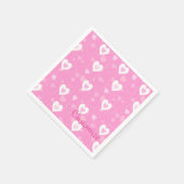 Serviette En Papier Serviettes Motif de Coeurs Rose et Blanc (Coin)