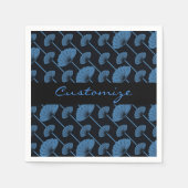 Serviette En Papier Serviettes Motif de ventilateurs en plumes bleues (Devant)