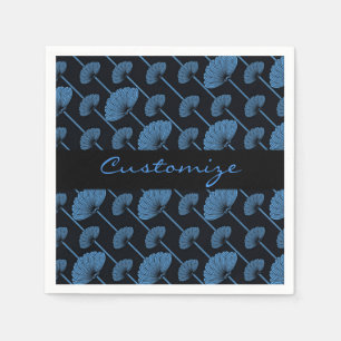 Serviette En Papier Serviettes Motif de ventilateurs en plumes bleues