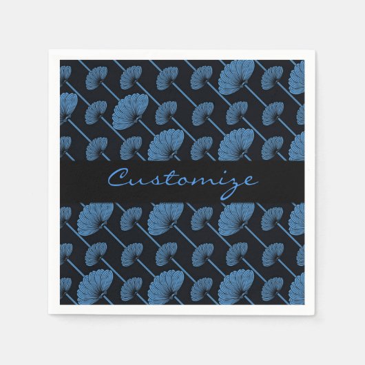 Serviette En Papier Serviettes Motif de ventilateurs en plumes bleues (Devant)