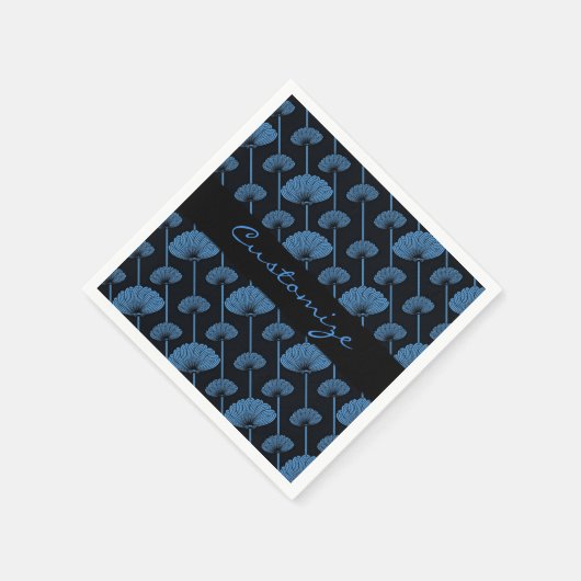 Serviette En Papier Serviettes Motif de ventilateurs en plumes bleues (Coin)