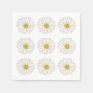 Serviette En Papier Serviettes Motif marguerite jaune et blanc