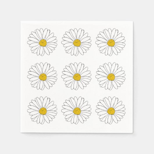 Serviette En Papier Serviettes Motif marguerite jaune et blanc (Devant)