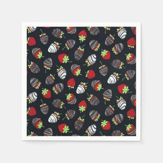 Serviette En Papier Serviettes Motifs de fraises trempées au chocolat (Devant)