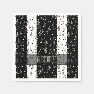 Serviette En Papier Serviettes musicales en noir et blanc