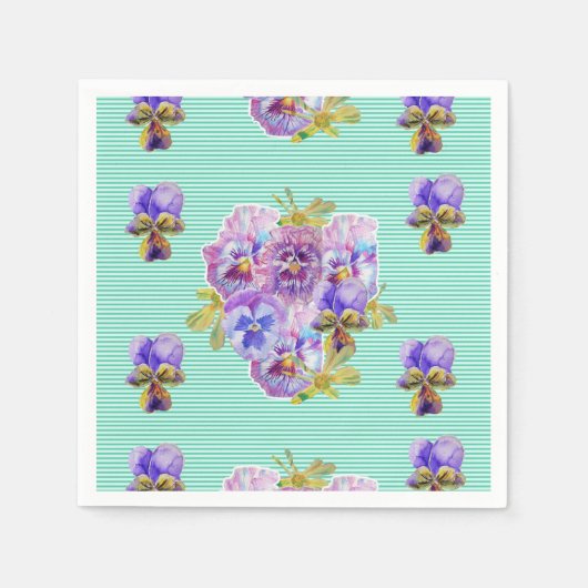 Serviette En Papier Serviettes napkins florales turquoise shabby chic (Devant)