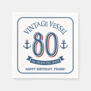Serviette En Papier Serviettes nautiques 80e anniversaire