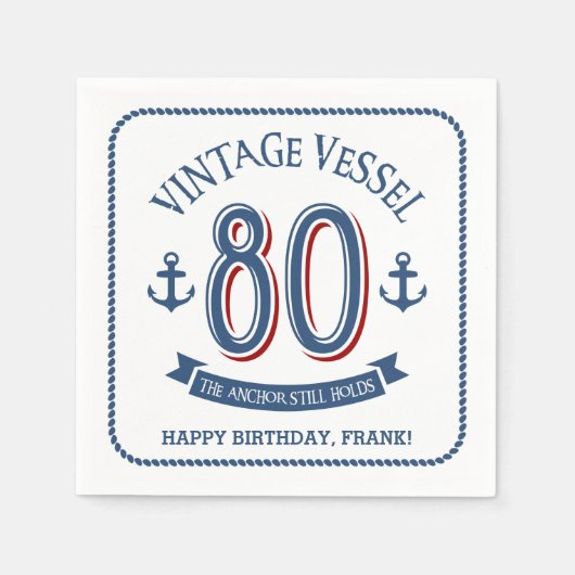 Serviette En Papier Serviettes nautiques 80e anniversaire (Devant)