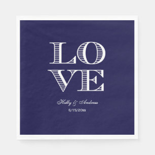 Serviette En Papier Serviettes Navy Blue Blanc LOVE
