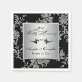 Serviette En Papier Serviettes noires, 25e anniversaire de Mariage en (Devant)