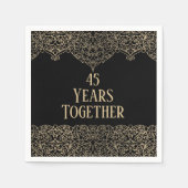 Serviette En Papier Serviettes noires avec dentelle dorée pour 45e ann (Devant)