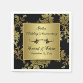 Serviette En Papier Serviettes noires, dorées Mariages (Devant)