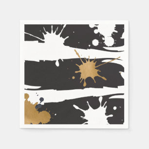 Serviette En Papier Serviettes noires et dorées