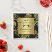 Serviette En Papier Serviettes noires, Gold 50e anniversaire Mariage (En situation)