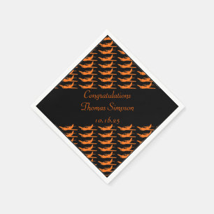 Serviette En Papier Serviettes noires oranges personnalisables d'avion