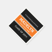 Serviette En Papier Serviettes Orange et Black Custom Graduation (Coin)