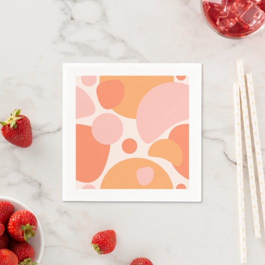 Serviette En Papier Serviettes orange et roses (En situation)