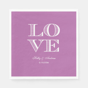 Serviette En Papier Serviettes Orchidée Violet, LOVE Blanc